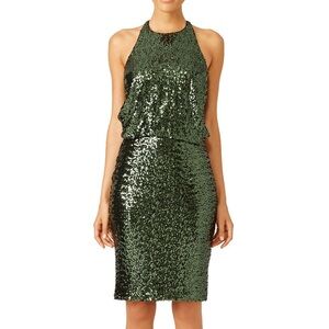 Badgley Mischka Green Sequin Cocktail Dress